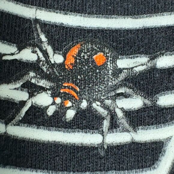 Vintage 90s Halloween Black BOO Ghost Shirt L Glow Spider Web Long Sleeve Hanes - Picture 9 of 10